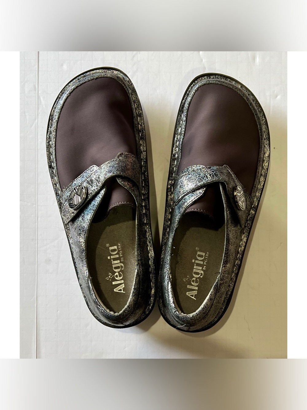 Alegria Den-735 metallic gray and plum slip on shoes US Women’s 8.5 EU 39 - Picture 3 of 12